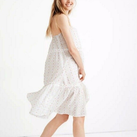 Madewell White Multicolor Clip Dot Cotton Coverup Dress Women's Size Large - Picture 1 of 8